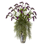 Nearly Natural 28`` Rose Artificial Arrangement in Silver Vase