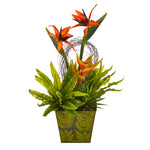 Nearly Natural A1191 20" Artificial Green Tropical & Succulent Arrangement in Green Vase