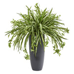 Nearly Natural 6452 33" Artificial Green Spider Plant in Cylinder Planter