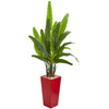 Nearly Natural 9268 69" Artificial Green Travelers Palm Tree in Red Planter