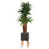 Nearly Natural T2179  6’ Dracaena Artificial Tree in Black Planter with Stand