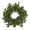Nearly Natural 28`` Holly Berry Artificial Wreath