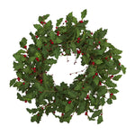 Nearly Natural 28`` Holly Berry Artificial Wreath