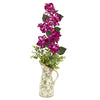 Nearly Natural 27`` Bougainvillea and Eucalyptus Artificial Arrangement in Floral Pitcher