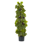 Nearly Natural 6822 40" Artificial Green Grape Leaf Deluxe Climbing Plant in Planter