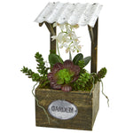 Nearly Natural 1671 Phalaenopsis Orchid & Succulent Artificial Silk Arrangement, Green