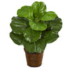 Nearly Natural 8872 20" Artificial Green Fiddle Leaf Plant in Basket