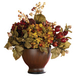 Nearly Natural 4680 Autumn Hydrangea with Round Vase