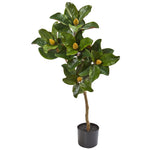 Nearly Natural 9122 39" Artificial Green Magnolia Leaf Tree in Black Pot