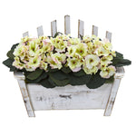 Nearly Natural African Violet Artificial Plant in Wooden Bench Planter