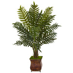 Nearly Natural 6322 4' Artificial Green Evergreen Plant in Metal Planter