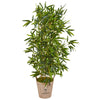 Nearly Natural 9338 58" Artificial Green Real Touch Bamboo Tree in Farmhouse Planter