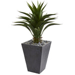 Nearly Natural 8131 3' Artificial Green Agave Plant in Slate Finished Planter