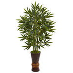 Nearly Natural 5823 5' Artificial Green Bamboo Tree in Bamboo Planter