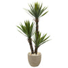 Nearly Natural 9963 56" Artificial Green Yucca Tree in Sandstone Planter