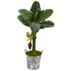 Nearly Natural T1184 33" Artificial Green Banana Tree in Vintage Metal Pail