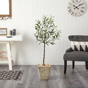 Nearly Natural T2551 52`` Olive Artificial Tree in Country White Planter