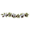 Nearly Natural 4947 60" Artificial Green & White Phalaenopsis Orchid & Pine Garland