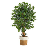 Nearly Natural T2954 5.5` Palace Ficus Artificial Tree with in Natural Jute and Cotton Planters