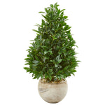 Nearly Natural 9362 38" Artificial Green Bay Leaf Cone Topiary Tree in Bowl Planter, UV Resistant (Indoor/Outdoor)