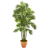 Nearly Natural 9800 68" Artificial Green Areca Palm Tree in Orange Planter