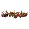 Nearly Natural 4938 54" Artificial Green & Orange Pumpkin & Gourd Garland