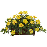 Nearly Natural 8219 20" Artificial Green & Yellow Hibiscus Plant in Decorative Planter