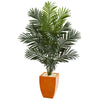 Nearly Natural NN5638 5.5' Artificial Green Paradise Palm Tree in Orange Planter