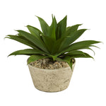 Nearly Natural 1.5`Agave Succulent Artificial Plant in White Planter