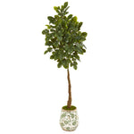 Nearly Natural 9570 70" Artificial Green Beech Leaf Tree in Designer Planter