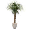 Nearly Natural T1039 5' Artificial Green Pony Tail Palm Plant in Sand Colored Planter