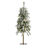 Nearly Natural 3.5` Flocked Washington Alpine Christmas Tree with 50 White Warm LED lights and 168 Bendable Branches
