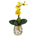 Nearly Natural 18`` Mini Orchid Phalaenopsis Artificial Arrangement in Floral Vase