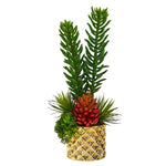 Nearly Natural 21``Mixed Succulent Artificial Plant in Gold Planter