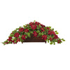 Nearly Natural 51`` Poinsettia and Variegated Holly Artificial Plant in Decorative Planter (Real Touch)