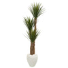 Nearly Natural 9544 5.5' Artificial Green Yucca Tree in White Planter