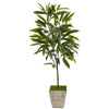 Nearly Natural 9978 50" Artificial Green Ficus Plant in Country White Planter