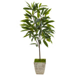 Nearly Natural 9978 50" Artificial Green Ficus Plant in Country White Planter