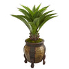 Nearly Natural 9810 40" Artificial Green Agave Plant in Decorative Planter