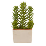 Nearly Natural 4219 17" Artificial Green Succulent Plant With Decorative Planter