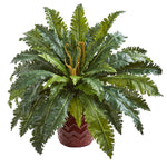 Nearly Natural 8221 22" Artificial Green Marginatum Plant in Red Planter