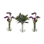 Nearly Natural 10`` Baby Breath and Olive Artificial Arrangement in Vase (Set of 3)