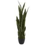 Nearly Natural 8309 46" Artificial Green Sansevieria Plant in Black Planter