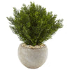 Nearly Natural 6990 2' Artificial Green Cedar in Sand Colored Bowl