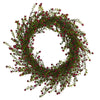 Nearly Natural 20`` Boxwood and Berries Artificial Wreath