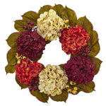 Nearly Natural 4273 20" Artificial Hydrangea Berry Wreath, Multicolor