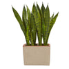 Nearly Natural 4242 18" Artificial Green Sansevieria Plant in Ceramic Planter