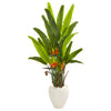 Nearly Natural 9590 59"Artificial Green Bird of Paradise Plant in White Planter