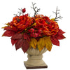 Nearly Natural 4174 15" Artificial Orange Peony & Sedum Arrangement in Decorative Vase