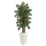 Nearly Natural 5866 5.5' Artificial Green Parlor Palm Tree in White Tower Planter